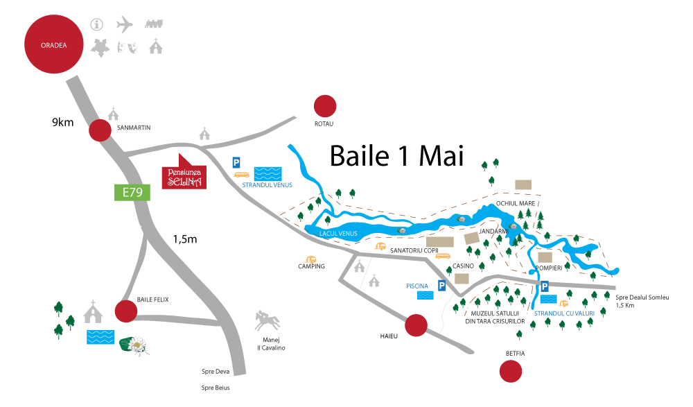 Harta turistica Baile 1 Mai cazare Harta turistica Baile 1 Mai cazare