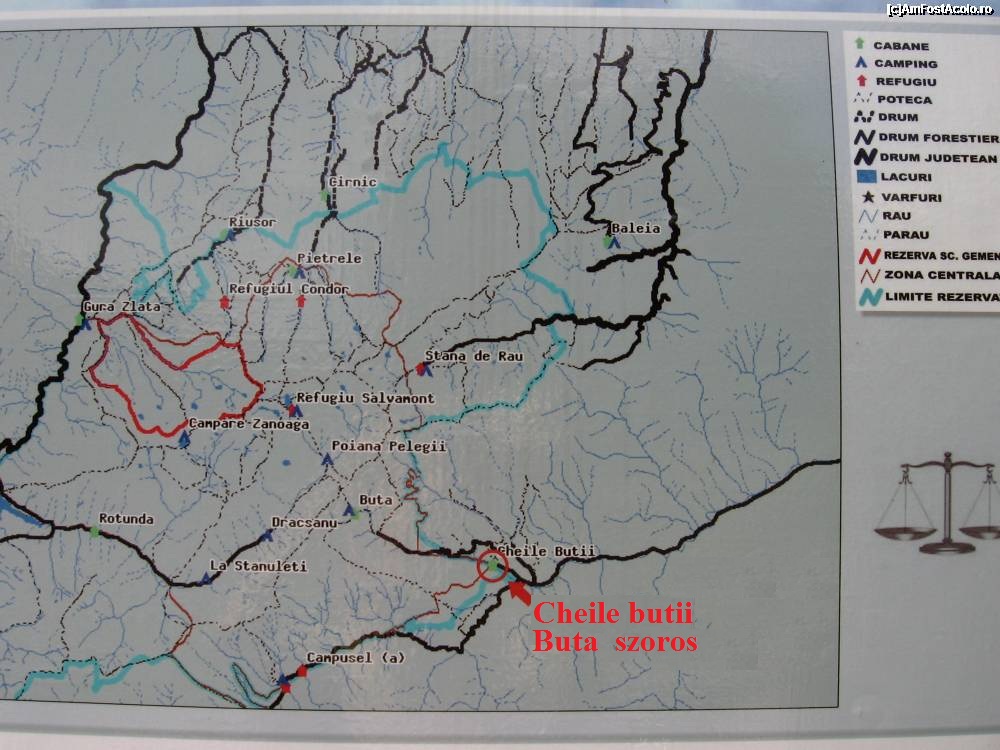 Harta turistica Cheile Butii- Retezat cazare