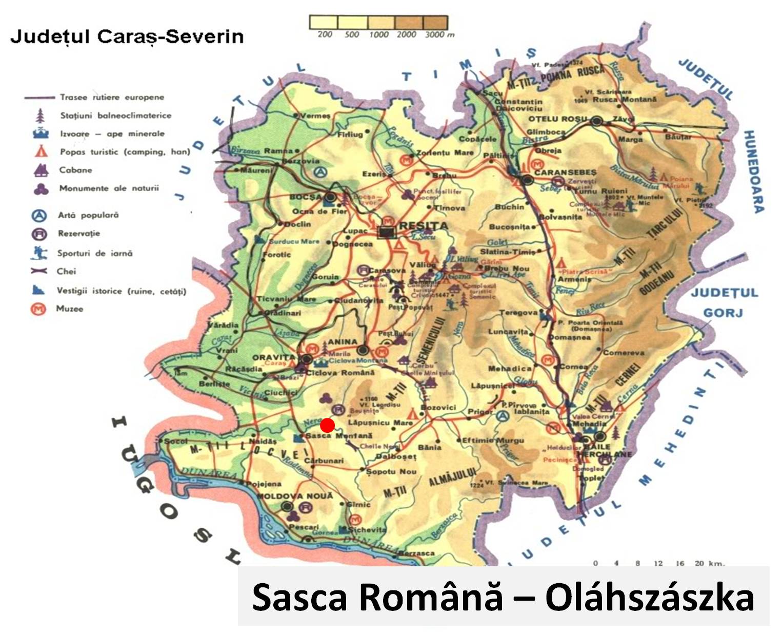 Harta turistica Sasca Romana cazare