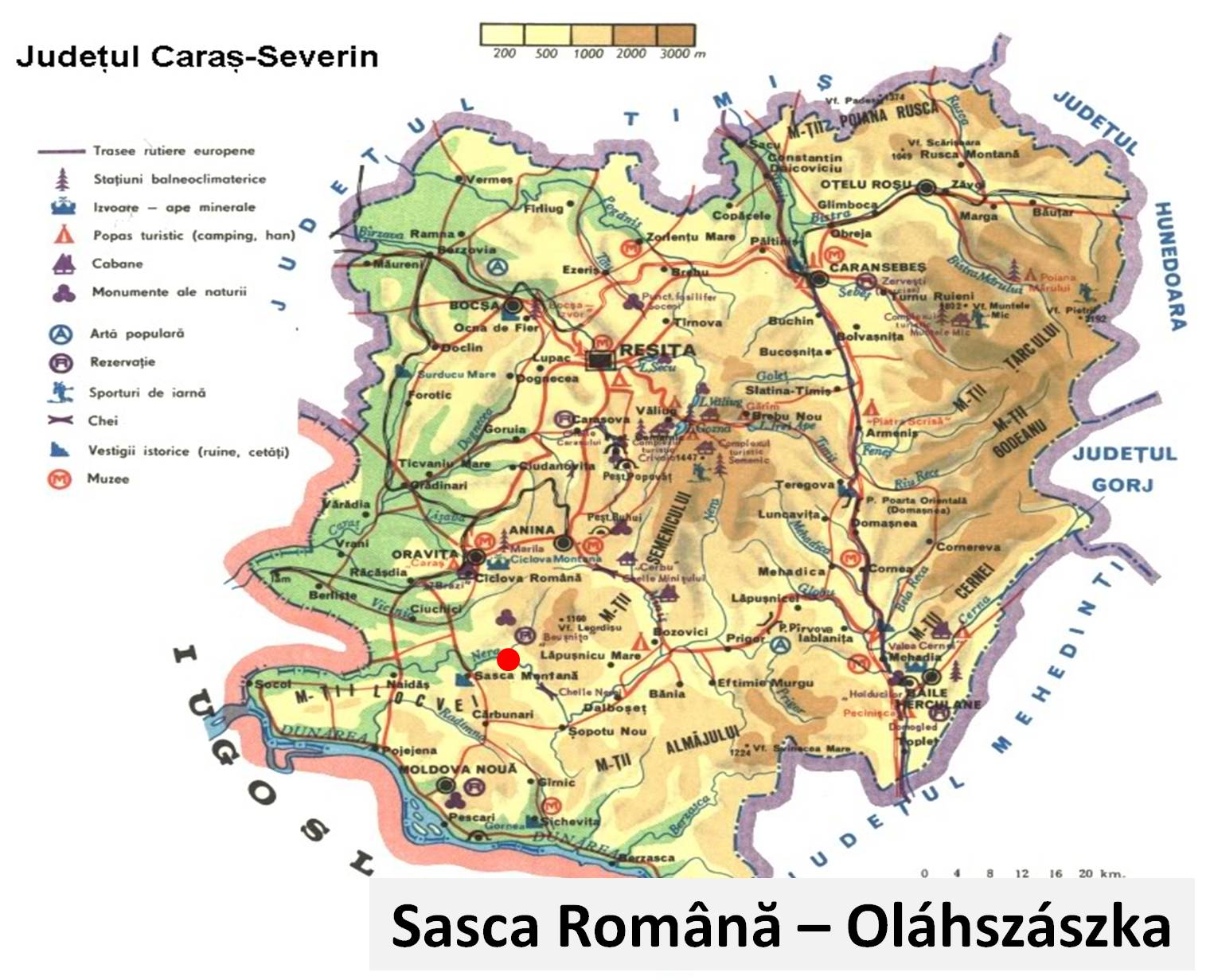 Harta turistica Sasca Romana cazare Harta turistica Sasca Romana cazare