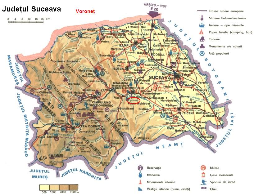 Harta turistica Voronet cazare Harta turistica Voronet cazare